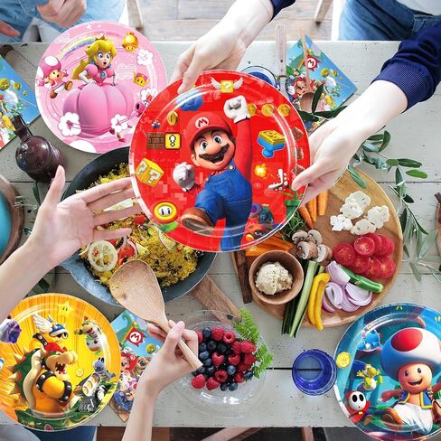 90 Pcs Mario Party Supplies Mario Plates Mario Napkins Mario Cups Mario Party Decorations for Mario Party Favors (Serve 30) in Kuwait