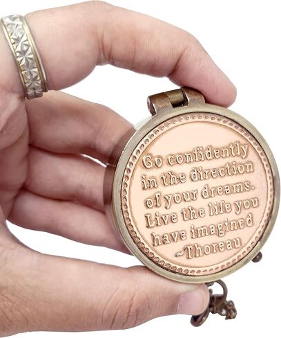 Brass Nautical - Thoreau's Go Confidently Brass Compass, Gift for Graduation, Confirmation Day, Baptism, New Year Gift, Birthday, Anniversary, Communion, Camping Gift in Saudi Arabia