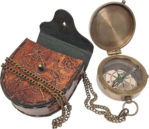 Brass Nautical - Thoreau's Go Confidently Brass Compass, Gift for Graduation, Confirmation Day, Baptism, New Year Gift, Birthday, Anniversary, Communion, Camping Gift in Saudi Arabia
