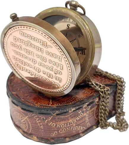 Brass Nautical - Thoreau's Go Confidently Brass Compass, Gift for Graduation, Confirmation Day, Baptism, New Year Gift, Birthday, Anniversary, Communion, Camping Gift in Saudi Arabia
