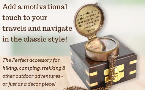 Brass Nautical - Thoreau's Go Confidently Brass Compass, Gift for Graduation, Confirmation Day, Baptism, New Year Gift, Birthday, Anniversary, Communion, Camping Gift in Saudi Arabia