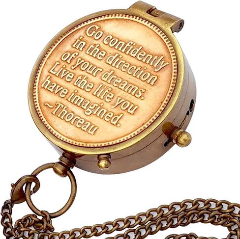 Brass Nautical - Thoreau's Go Confidently Brass Compass, Gift for Graduation, Confirmation Day, Baptism, New Year Gift, Birthday, Anniversary, Communion, Camping Gift in Saudi Arabia