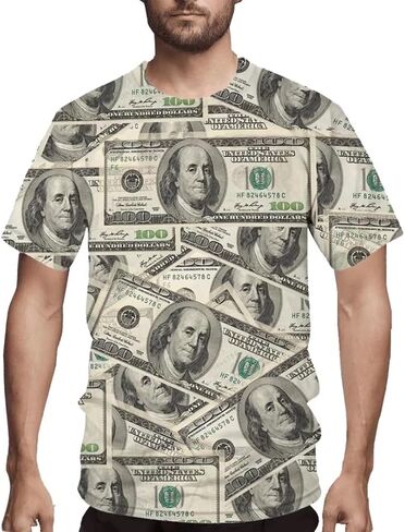تي شيرت Hippie Money بقيمة 100 دولار أمريكي للجنسين، تي شيرت صيفي بتصميم طباعة ثلاثية الأبعاد بأكمام قصيرة in Kuwait