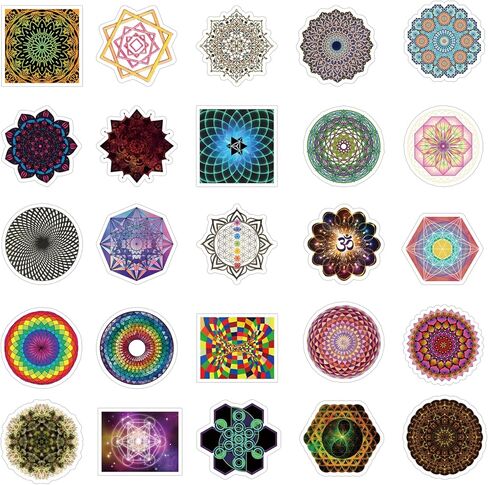 53 قطعة من ملصقات الهندسة المقدسة ملصقات جمالية من الفينيل ملصقات مقاومة للماء لأجهزة الكمبيوتر المحمول، مصدات الصدمات، لوح التزلج، زجاجة المياه، الكمبيوتر، الهاتف، ملصقات الرسوم المتحركة للأطفال المراهقين البالغين in Kuwait