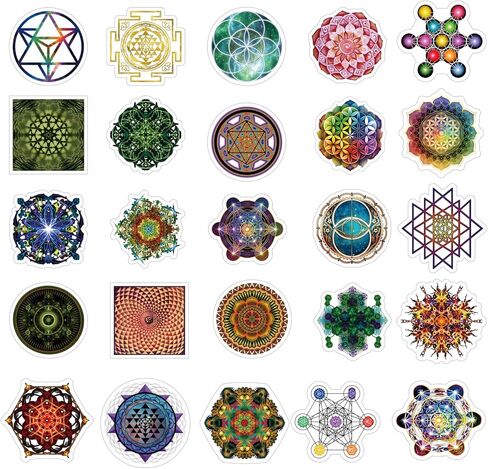 53 قطعة من ملصقات الهندسة المقدسة ملصقات جمالية من الفينيل ملصقات مقاومة للماء لأجهزة الكمبيوتر المحمول، مصدات الصدمات، لوح التزلج، زجاجة المياه، الكمبيوتر، الهاتف، ملصقات الرسوم المتحركة للأطفال المراهقين البالغين in Kuwait