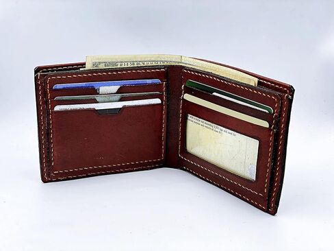 محفظة رجالية مصنوعة يدويًا من الجلد الطبيعي، محفظة ثنائية الطي، محفظة بنمط علم التنجيم الشمسي لنظام غالاكسي الشمسي - 3RE in Kuwait