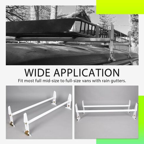 KUAFU Adjustable Van Roof Ladder Rack Carrier with 2 Cross Bars Compatible with Chevy Dodge Ford GMC Express 47''-77'' 500lbs in Saudi Arabia