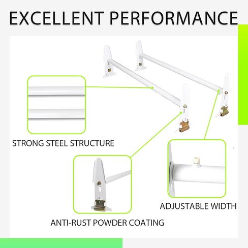 KUAFU Adjustable Van Roof Ladder Rack Carrier with 2 Cross Bars Compatible with Chevy Dodge Ford GMC Express 47''-77'' 500lbs in Saudi Arabia