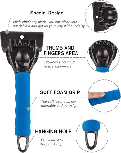 كاشطات الثلج والجليد من LivTee للزجاج الأمامي للسيارة، أداة إزالة الصقيع مع مقبض إسفنجي، خالية من الخدوش، أداة إزالة الشتاء للسيارة لنافذة السيارة والسيارات الدفع الرباعي والزجاج الأمامي in Kuwait