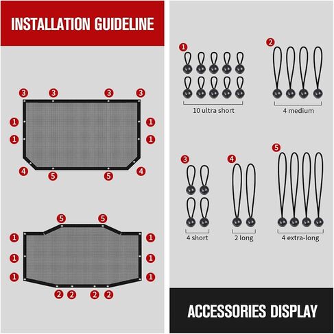 JeCar JLU Sun Shade Mesh Sunshade Provides UV Sun Protection Compatible with Jeep Wrangler 2018-2023 JL Unlimited 4 Door Front & Rear, 2 Pieces in Saudi Arabia