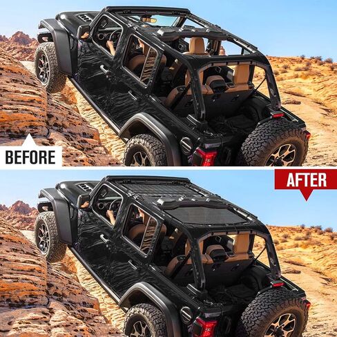 JeCar JLU Sun Shade Mesh Sunshade Provides UV Sun Protection Compatible with Jeep Wrangler 2018-2023 JL Unlimited 4 Door Front & Rear, 2 Pieces in Saudi Arabia