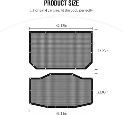 JeCar JLU Sun Shade Mesh Sunshade Provides UV Sun Protection Compatible with Jeep Wrangler 2018-2023 JL Unlimited 4 Door Front & Rear, 2 Pieces in Saudi Arabia