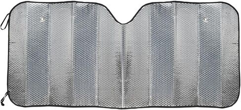 BDK Standard Chrome Double Bubble Folding Accordion Auto Windshield Sun Shade - يحجب الأشعة فوق البنفسجية من الشمس واقي الشمس، ظلة للحفاظ على سيارتك باردة وخالية من الأضرار، سهلة الاستخدام - 58 × 24 بوصة، AS-215 in Saudi Arabia
