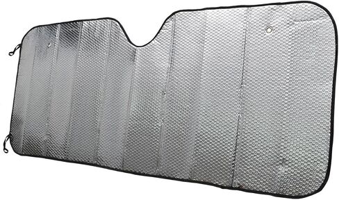 BDK Standard Chrome Double Bubble Folding Accordion Auto Windshield Sun Shade - يحجب الأشعة فوق البنفسجية من الشمس واقي الشمس، ظلة للحفاظ على سيارتك باردة وخالية من الأضرار، سهلة الاستخدام - 58 × 24 بوصة، AS-215 in Saudi Arabia