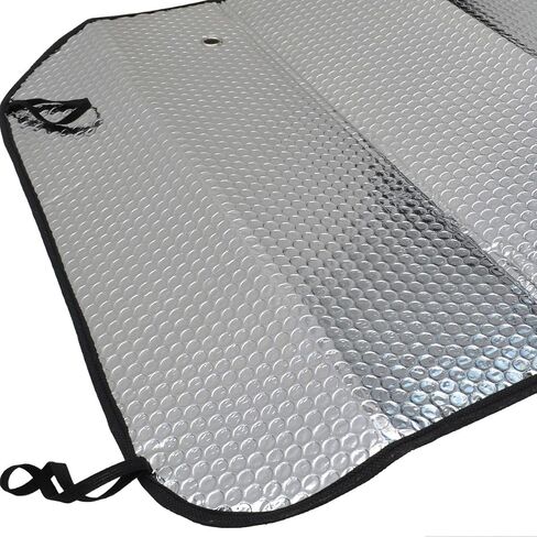 BDK Standard Chrome Double Bubble Folding Accordion Auto Windshield Sun Shade - يحجب الأشعة فوق البنفسجية من الشمس واقي الشمس، ظلة للحفاظ على سيارتك باردة وخالية من الأضرار، سهلة الاستخدام - 58 × 24 بوصة، AS-215 in Saudi Arabia