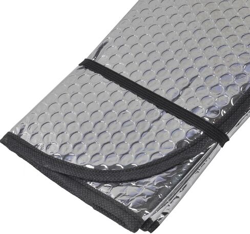 BDK Standard Chrome Double Bubble Folding Accordion Auto Windshield Sun Shade - يحجب الأشعة فوق البنفسجية من الشمس واقي الشمس، ظلة للحفاظ على سيارتك باردة وخالية من الأضرار، سهلة الاستخدام - 58 × 24 بوصة، AS-215 in Saudi Arabia