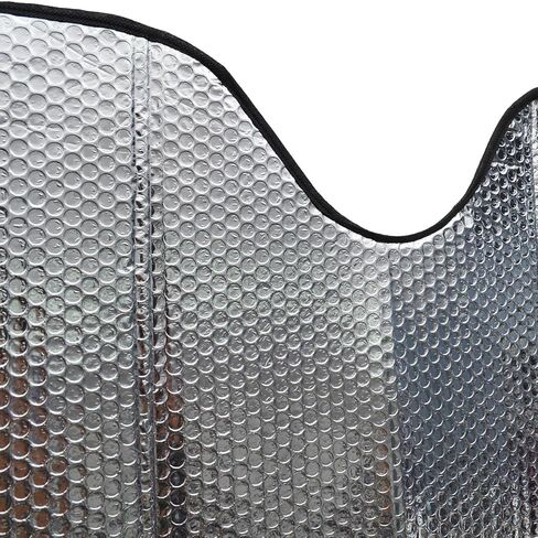 BDK Standard Chrome Double Bubble Folding Accordion Auto Windshield Sun Shade - يحجب الأشعة فوق البنفسجية من الشمس واقي الشمس، ظلة للحفاظ على سيارتك باردة وخالية من الأضرار، سهلة الاستخدام - 58 × 24 بوصة، AS-215 in Saudi Arabia