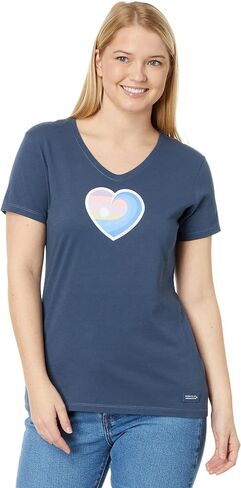 Life is Good Sunrise Surf Heart Short Sleeve Crusher-Lite™ Vee in Saudi Arabia