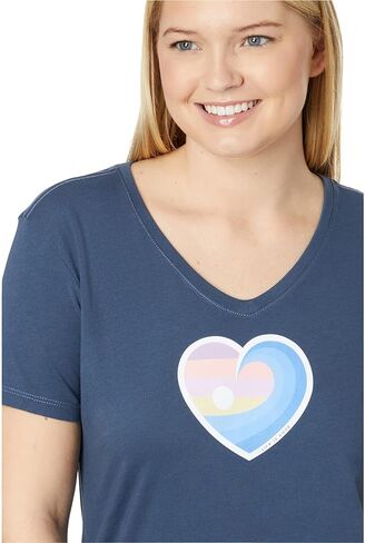 Life is Good Sunrise Surf Heart Short Sleeve Crusher-Lite™ Vee in Saudi Arabia