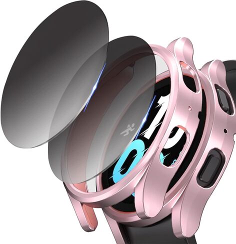 HASDON [2+2 حافظة حماية شاشة للخصوصية لساعة سامسونج جالاكسي 4 / ساعة جالاكسي 5 44 ملم، تغطية كاملة لفيلم زجاجي مقوى مضاد للتجسس + مجموعة ملحقات ممتص الصدمات من البولي كربونات الصلب الرفيع للغاية، شفاف in Kuwait