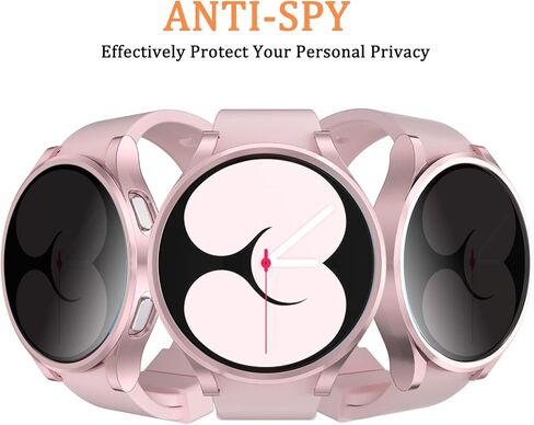 HASDON [2+2 حافظة حماية شاشة للخصوصية لساعة سامسونج جالاكسي 4 / ساعة جالاكسي 5 44 ملم، تغطية كاملة لفيلم زجاجي مقوى مضاد للتجسس + مجموعة ملحقات ممتص الصدمات من البولي كربونات الصلب الرفيع للغاية، شفاف in Kuwait