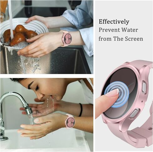 HASDON [2+2 حافظة حماية شاشة للخصوصية لساعة سامسونج جالاكسي 4 / ساعة جالاكسي 5 44 ملم، تغطية كاملة لفيلم زجاجي مقوى مضاد للتجسس + مجموعة ملحقات ممتص الصدمات من البولي كربونات الصلب الرفيع للغاية، شفاف in Kuwait