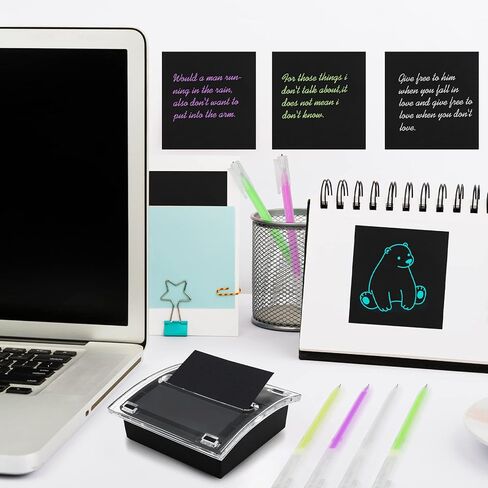 1 Pcs Pop Up Sticky Note Dispenser Sticky Note Holder Pop Up Note Dispenser Transparent Top for 3 x 3 Inch Sticky Notes School Office Home Store Black Base Clear Top (1) in Kuwait