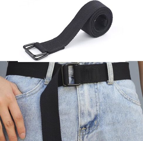 Web Belt for Men 2Pcs 51.18inch Casual Canvas Belt with Double Ring Buckle Cloth Belt for Men Canvas Fabric Belts in Saudi Arabia