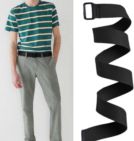 Web Belt for Men 2Pcs 51.18inch Casual Canvas Belt with Double Ring Buckle Cloth Belt for Men Canvas Fabric Belts in Saudi Arabia