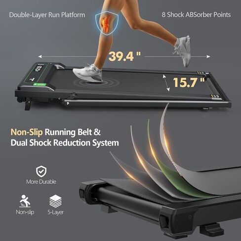 Treadmill with Incline Walking Pad Treadmill with Incline Manual Incline Under Desk Treadmill for Home/Office, 2.5HP Inclined Treadmills with Remote Control and LED Display in Saudi Arabia