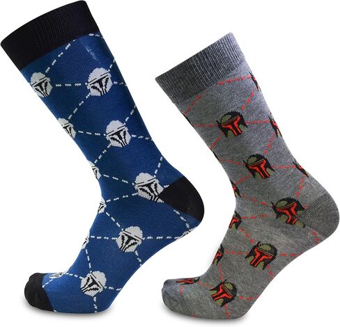 STAR WARS The Mandalorian Boba Fett Head Argyle Men's 2 Pack Crew Socks in Saudi Arabia