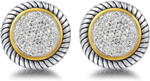 UNY JEWEL Two Tone X Cross Designer Inspired Twisted Cable Wire Ring French Clip Earring Women Fashion Jewelry Christmas Gifts Size 7 in Saudi Arabia