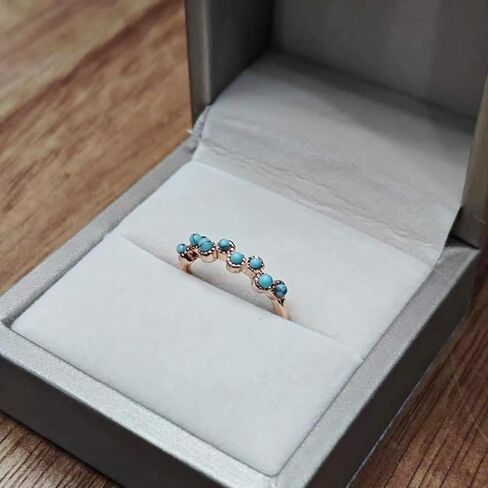 خاتم عتيق صغير الحجم 14K مطلي بالذهب الوردي خاتم فيروزي قابل للتكديس للنساء خاتم مريح يومي بوهيميا وعد الفرقة الدائري 7 # in Kuwait