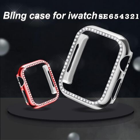 SaNgaiMEi 2-Pack Bling Apple Watch Case 40mm متوافق مع Apple Watch Series 6/5/4/SE واقي شاشة كريستال ألماس لامع غطاء ساعة Apple in Kuwait