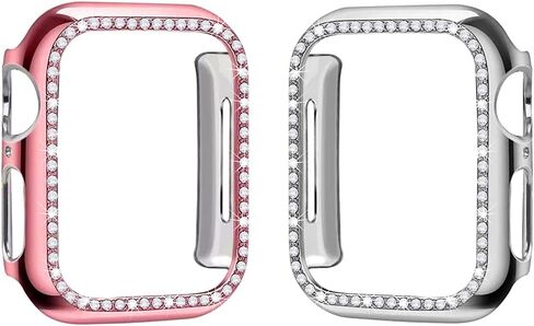 SaNgaiMEi 2-Pack Bling Apple Watch Case 40mm متوافق مع Apple Watch Series 6/5/4/SE واقي شاشة كريستال ألماس لامع غطاء ساعة Apple in Kuwait