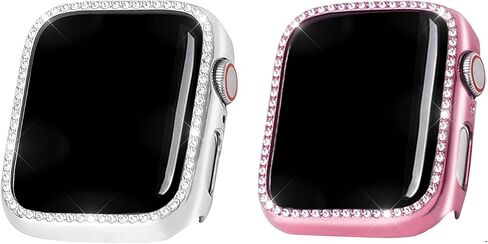 SaNgaiMEi 2-Pack Bling Apple Watch Case 40mm متوافق مع Apple Watch Series 6/5/4/SE واقي شاشة كريستال ألماس لامع غطاء ساعة Apple in Kuwait