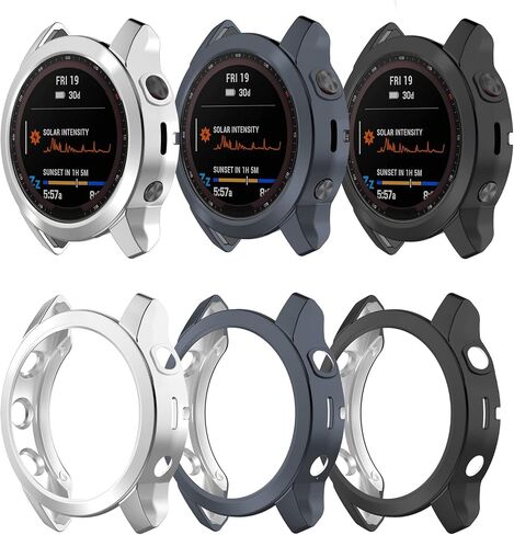 Case Cover Compatible with Garmin Fenix 7S Case Screen Protector, Soft TPU Plated Protector Cover Protective Case Frame for Garmin Fenix 7S/7S Solar/7S Sapphire Solar Smart Watch Accessories (3 Pack) in Saudi Arabia