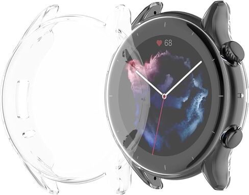حافظة حماية للشاشة للساعة الذكية Amazfit GTR 3/GTR 3 Pro، عبوتان من غطاء الوجه الواقي الكامل من مادة TPU الناعمة لساعة GTR 3 Pro/GTR 3، شفاف in Kuwait