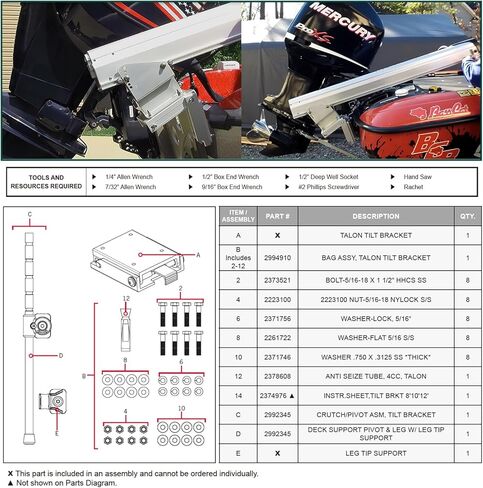 1810222 دعامة إمالة تالون متوافقة مع جميع المراحل الثلاث، مرساة المياه الضحلة بطول 8/10/12/15 قدم in Kuwait