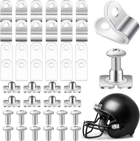 Football Helmet Repair Kit Football Helmet Hardware Kit R Shape Football Visor Clips Screws Nuts with Rubber Gaskets for Youth Hockey Baseball Sports in Saudi Arabia