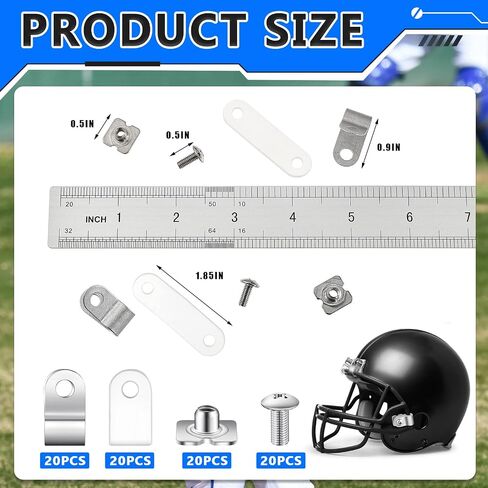 Football Helmet Repair Kit Football Helmet Hardware Kit R Shape Football Visor Clips Screws Nuts with Rubber Gaskets for Youth Hockey Baseball Sports in Saudi Arabia