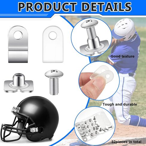 Football Helmet Repair Kit Football Helmet Hardware Kit R Shape Football Visor Clips Screws Nuts with Rubber Gaskets for Youth Hockey Baseball Sports in Saudi Arabia