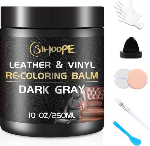 Dark Gray Leather-Recoloring-Balm Restoration - Leather Vinyl Color Restorer Leather Dye Cream for Car Seats Furniture Couch Chair Shoes Boots Purse Jacket Belt Gloves Saddle Fade Scratch Repair in Saudi Arabia