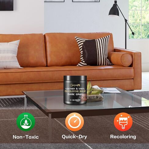 Dark Gray Leather-Recoloring-Balm Restoration - Leather Vinyl Color Restorer Leather Dye Cream for Car Seats Furniture Couch Chair Shoes Boots Purse Jacket Belt Gloves Saddle Fade Scratch Repair in Saudi Arabia