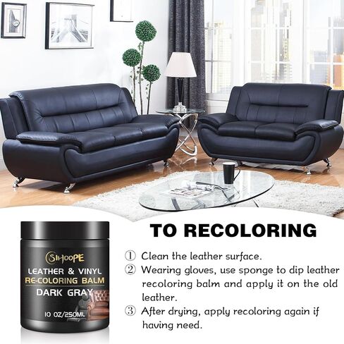 Dark Gray Leather-Recoloring-Balm Restoration - Leather Vinyl Color Restorer Leather Dye Cream for Car Seats Furniture Couch Chair Shoes Boots Purse Jacket Belt Gloves Saddle Fade Scratch Repair in Saudi Arabia