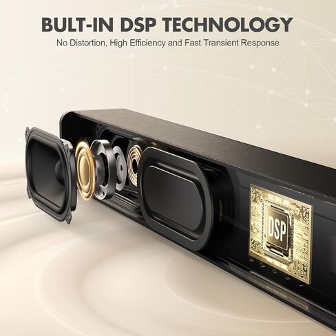 W-KING 90W (120W Peak) Sound Bar, 2.0 Soundbar for TV Home Theater Sound, TV Speakers Soundbar with Subwoofer Built-in, Bluetooth/HDMI-ARC/Opt/COA/AUX/RCA/USB, Sound Bars for TV with SUB Out (35.4") in Kuwait