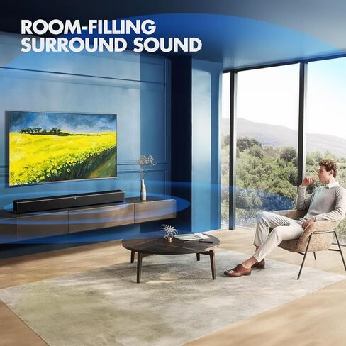 W-KING 90W (120W Peak) Sound Bar, 2.0 Soundbar for TV Home Theater Sound, TV Speakers Soundbar with Subwoofer Built-in, Bluetooth/HDMI-ARC/Opt/COA/AUX/RCA/USB, Sound Bars for TV with SUB Out (35.4") in Kuwait