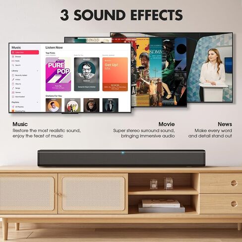 W-KING 90W (120W Peak) Sound Bar, 2.0 Soundbar for TV Home Theater Sound, TV Speakers Soundbar with Subwoofer Built-in, Bluetooth/HDMI-ARC/Opt/COA/AUX/RCA/USB, Sound Bars for TV with SUB Out (35.4") in Kuwait