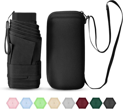 LEAGERA Compact Travel Umbrella with Case - Mini Umbrella for Purse- Small Lightweight & Tiny Design Perfect for Parasol Sun&Rain Umbrellas in Kuwait