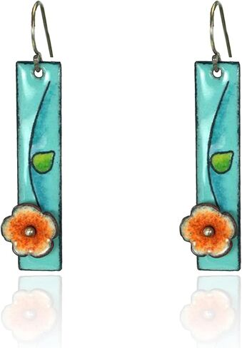 Handmade Unique Chic Enamel Flower rectangle Dangle Drop Earrings Boho Fashion Floral Petals Earring for Women Teen Girls Christmas Birthday Party Gifts in Kuwait